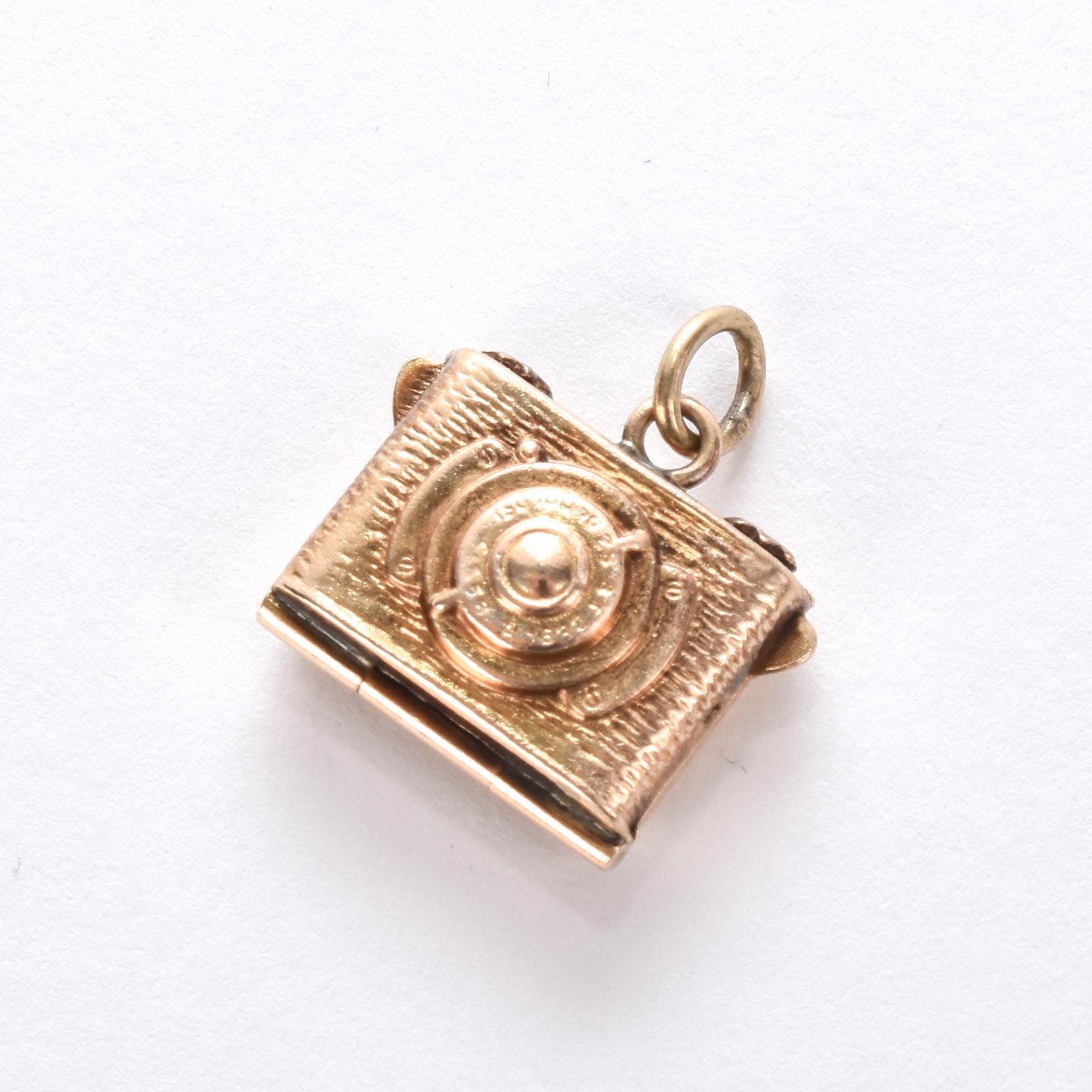 14K Camera Locket Charm