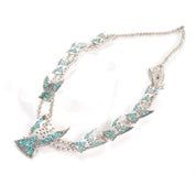 1970s Sterling Silver Falcon Squash Blossom with Turquoise Chip Inlay