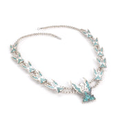 1970s Sterling Silver Falcon Squash Blossom with Turquoise Chip Inlay