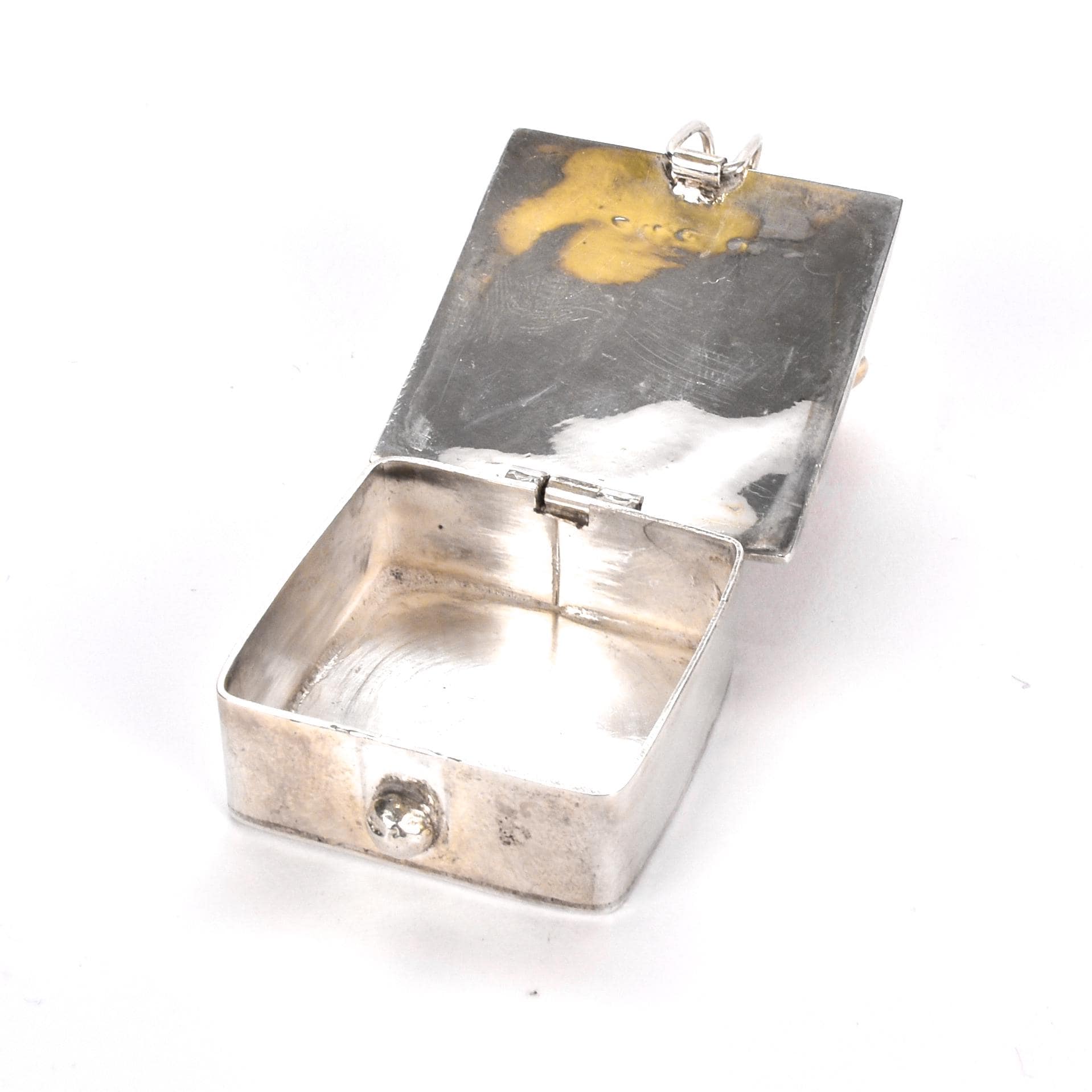 Taxco Sterling Silver Trinket Box with Turquoise Inlay