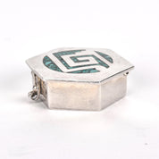 Taxco Sterling Silver Trinket Box with Inlaid Malachite
