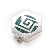 Taxco Sterling Silver Trinket Box with Inlaid Malachite