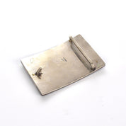 Mexican Alpaca Silver Belt-buckle with Inlaid Wood and Abalone