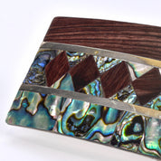 Mexican Alpaca Silver Belt-buckle with Inlaid Wood and Abalone