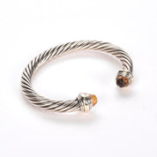 Vintage David Yurman Sterling Silver, 14K Gold, and Citrine Cable Collection Bracelet