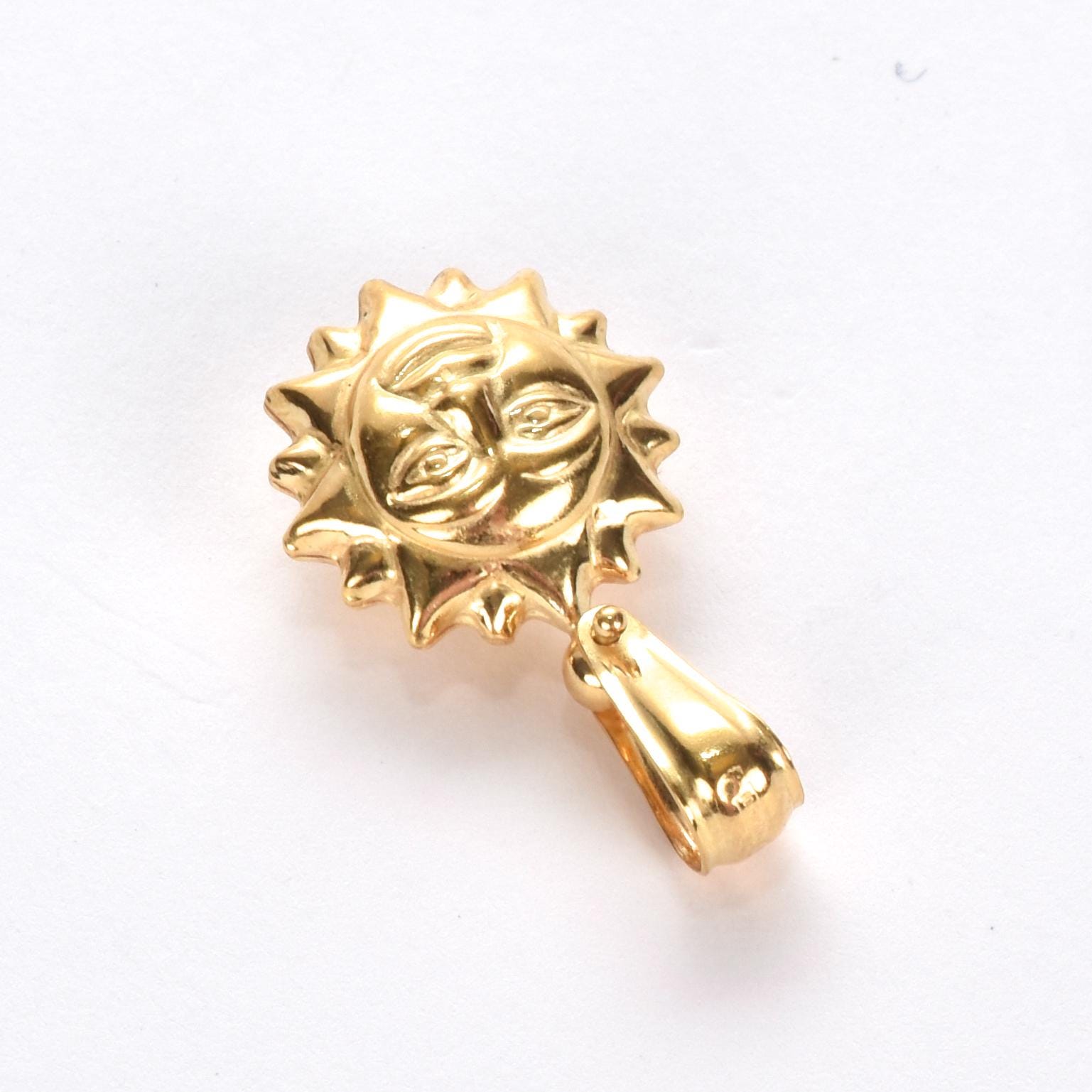 18K Puffy Gold Sun Pendant