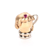 Two-Tone 14K Gold Beer Stein Pendant with Ruby Accent