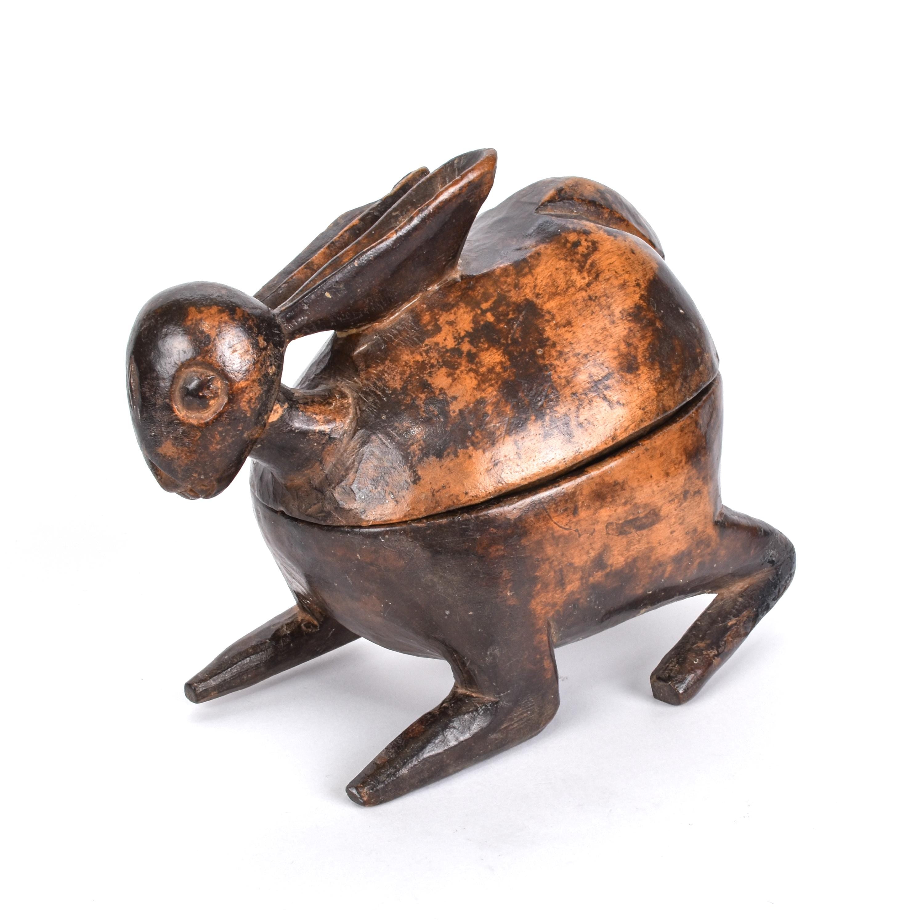 Lozi Carved Rabbit Wood Vessel
