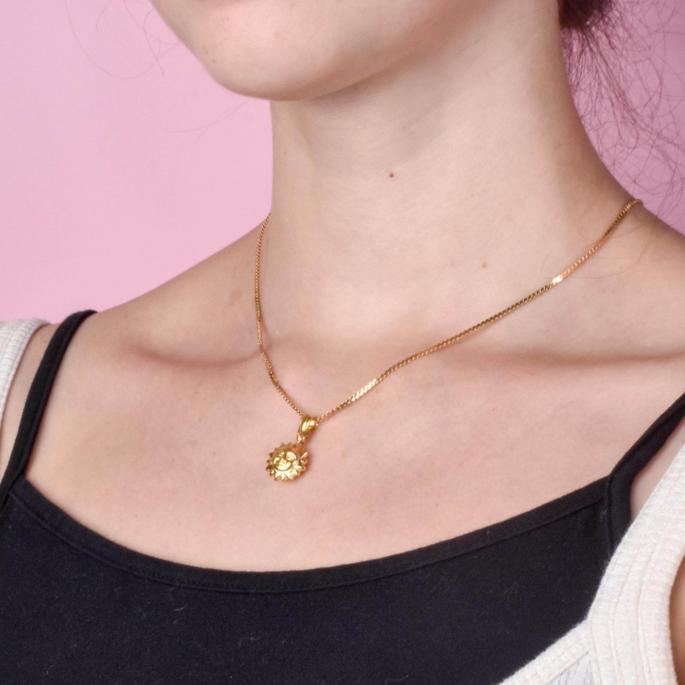 18K Puffy Gold Sun Pendant