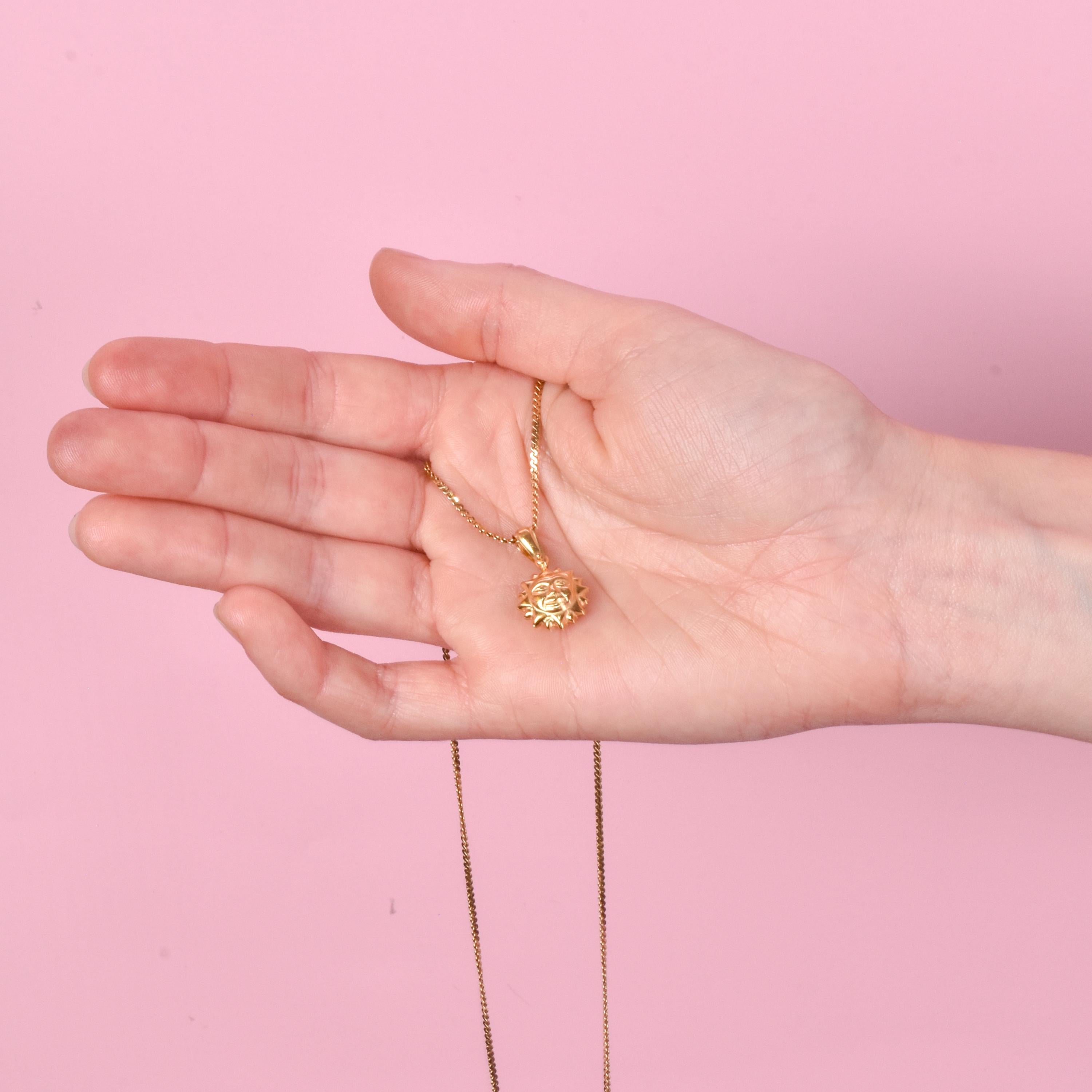 18K Puffy Gold Sun Pendant