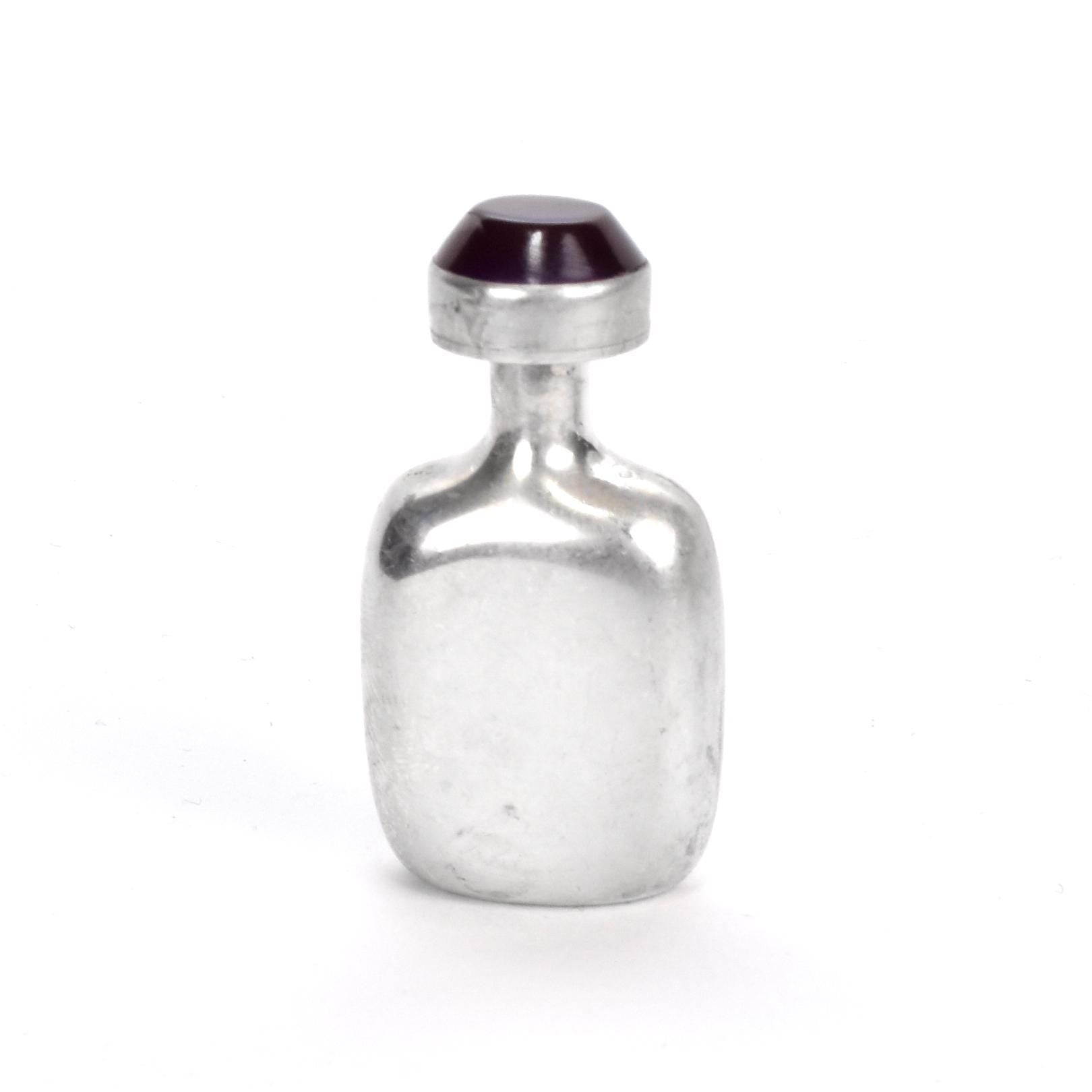 Vintage Sterling Silver Perfume Flask with Gemstone Cap