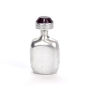 Vintage Sterling Silver Perfume Flask with Gemstone Cap