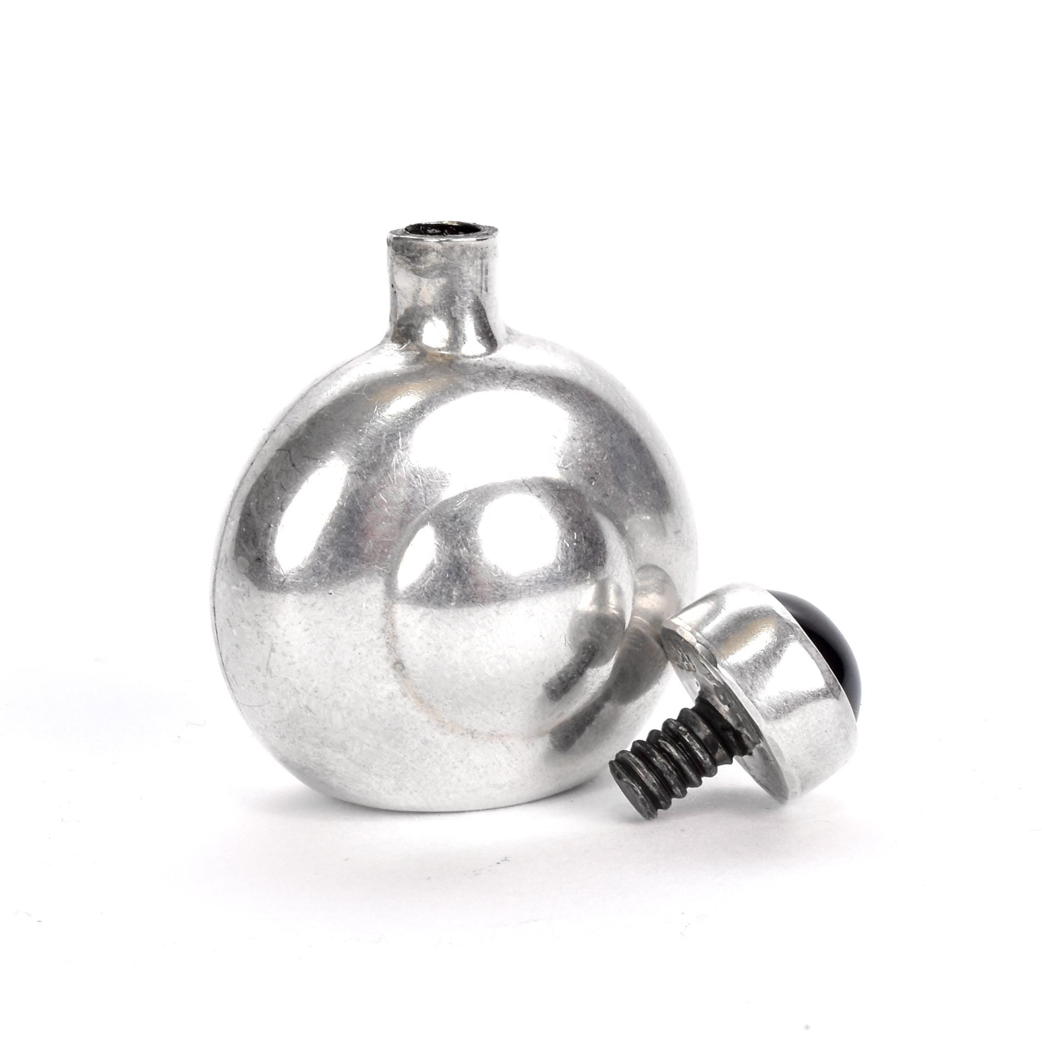 Vintage Sterling Silver Perfume Flask with Gemstone Cap