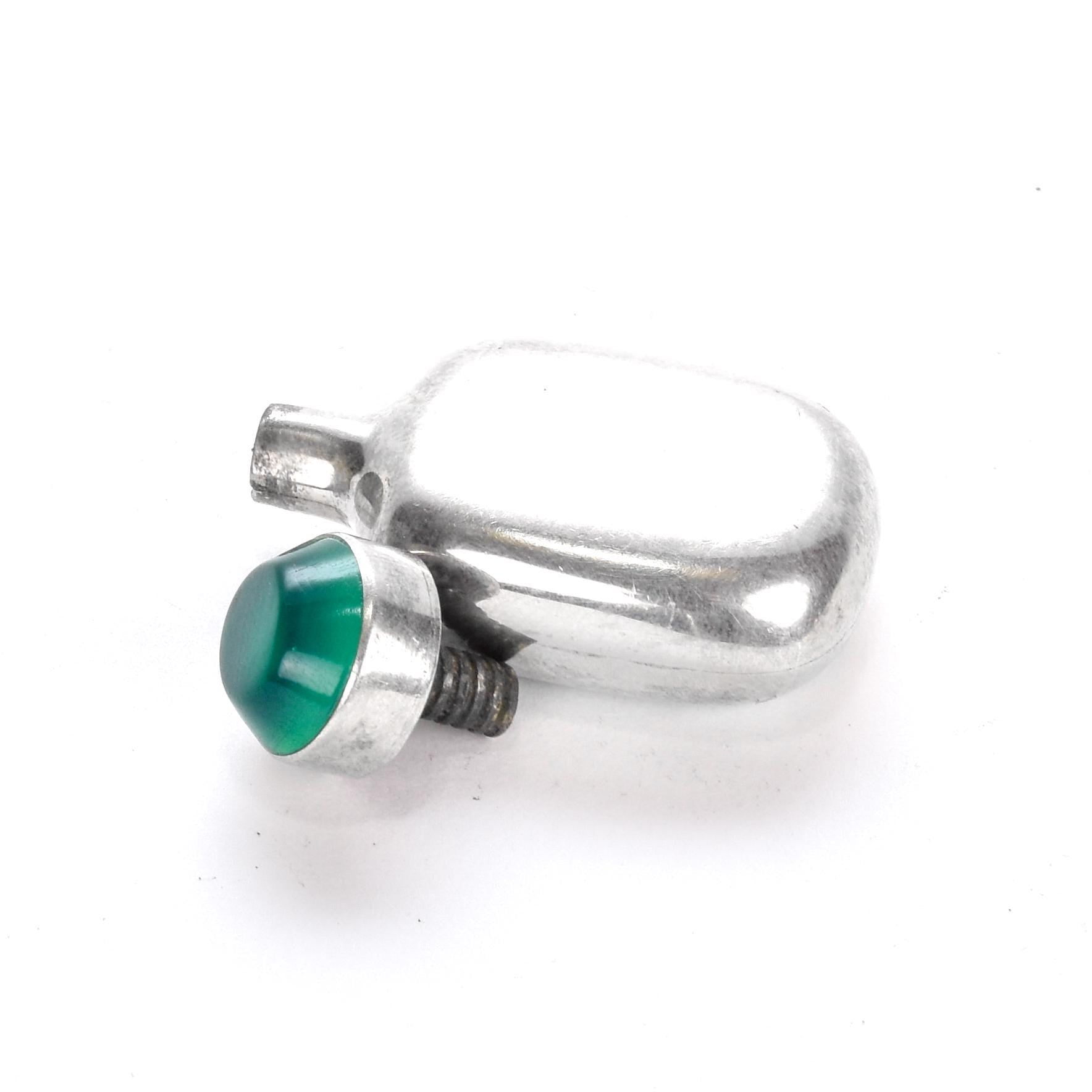 Vintage Sterling Silver Perfume Flask with Gemstone Cap