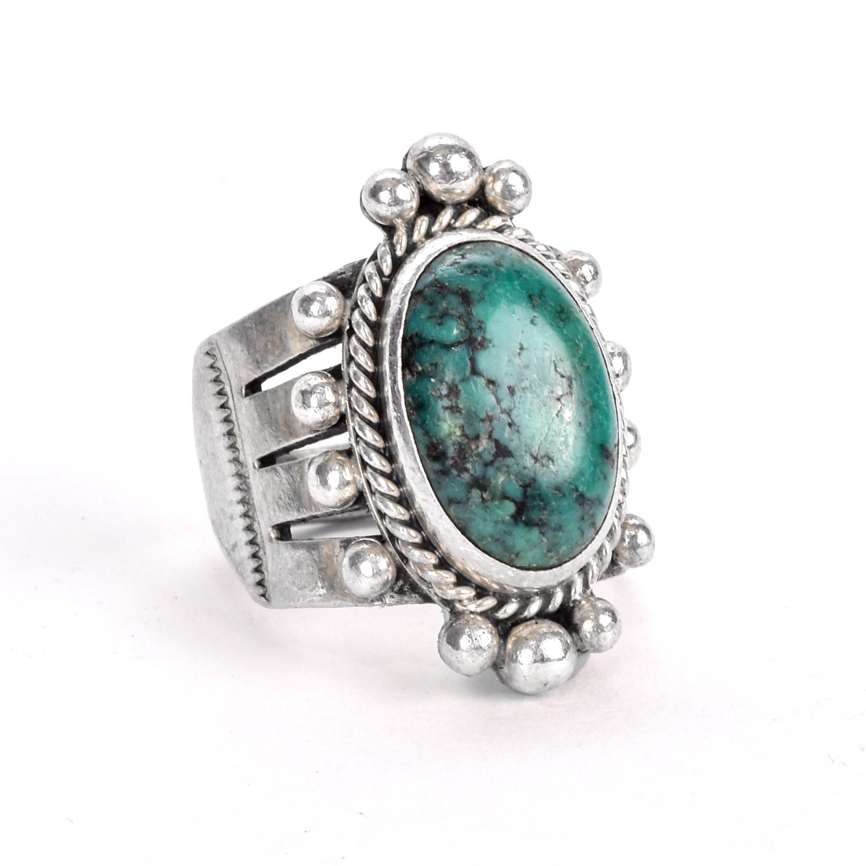 Albert Jake Navajo Sterling Silver and Turquoise Ring