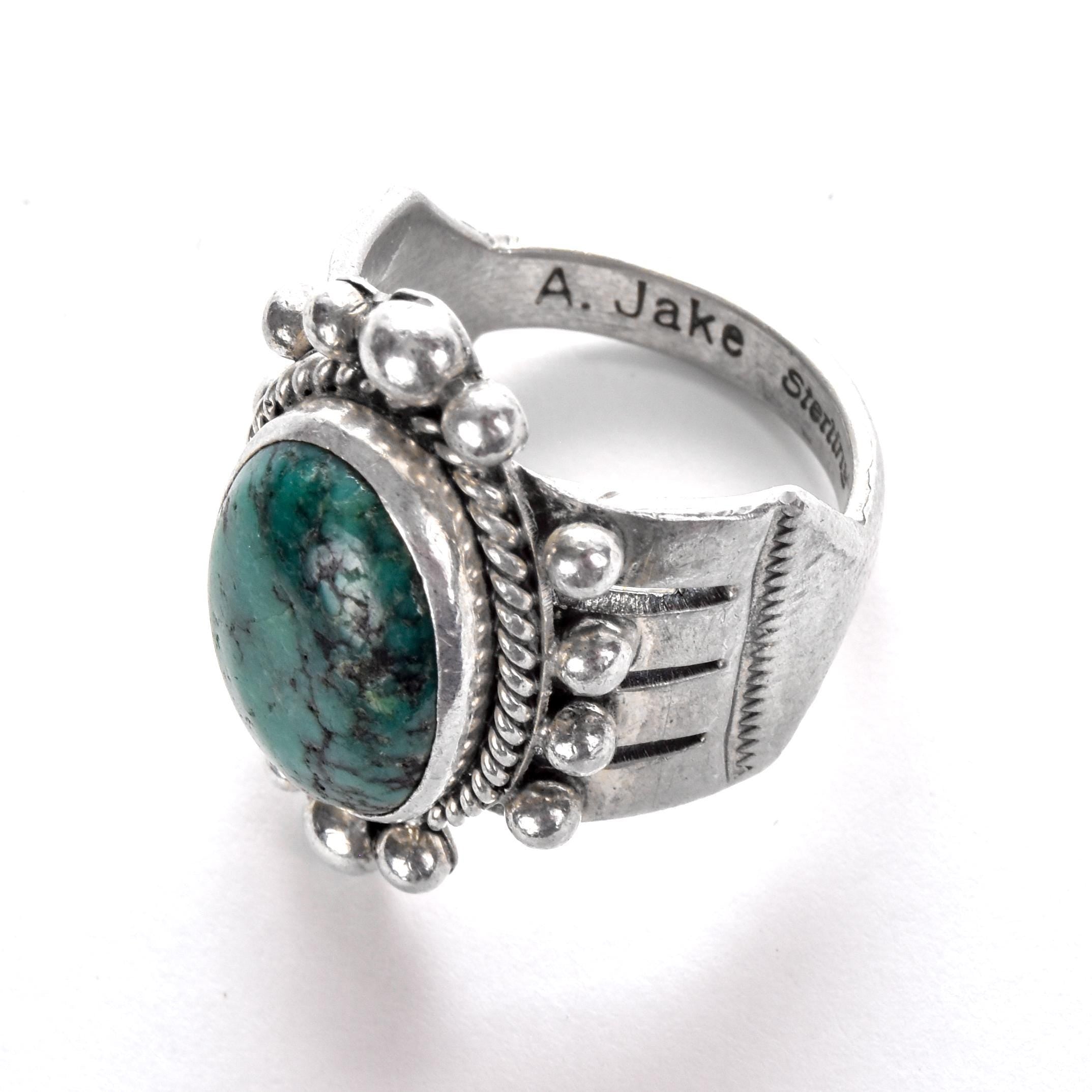 Albert Jake Navajo Sterling Silver and Turquoise Ring