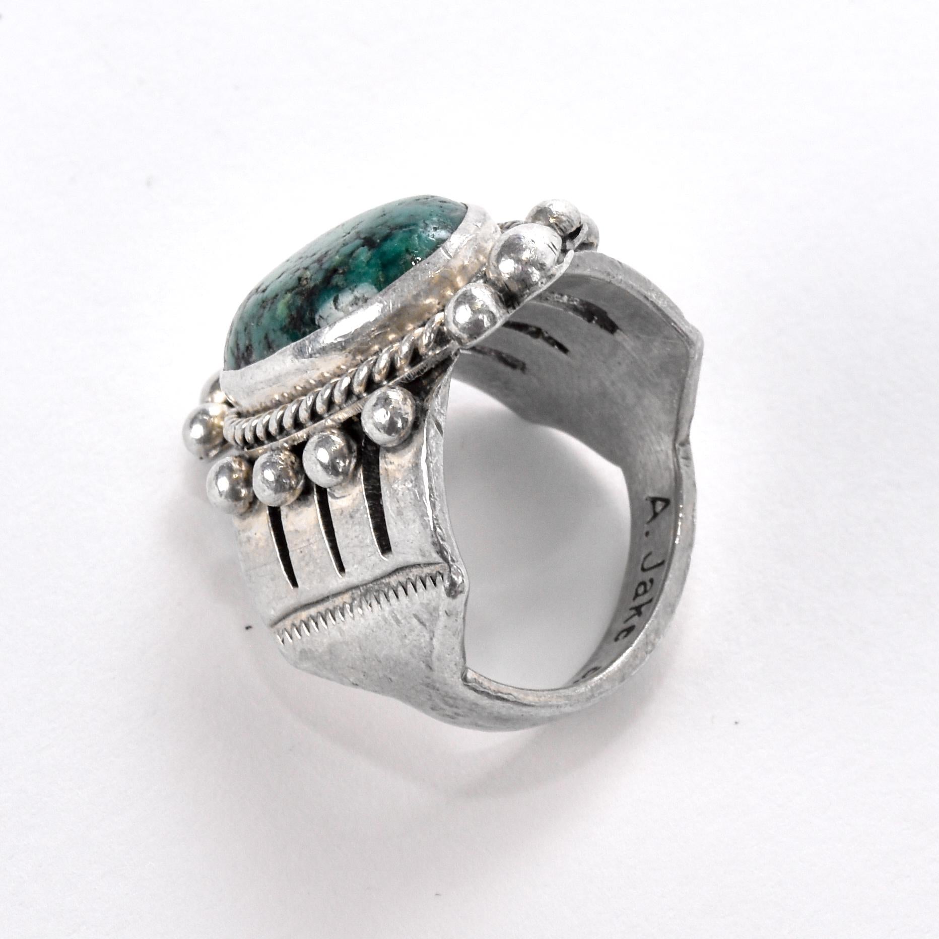 Albert Jake Navajo Sterling Silver and Turquoise Ring