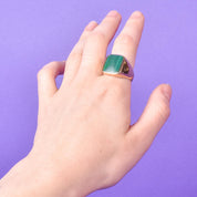 14K Gold Mens Malachite Signet Ring