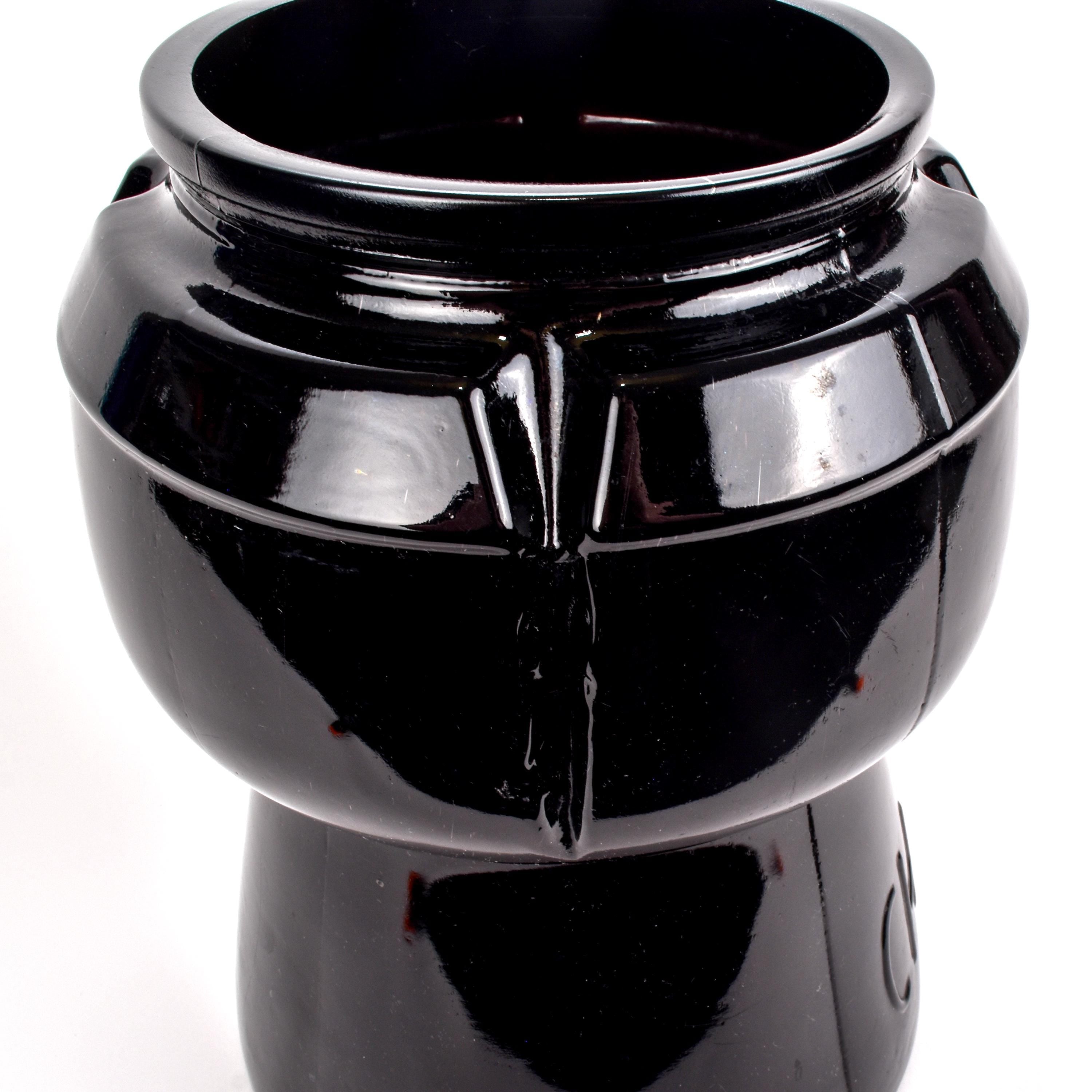 1970s Champagne Cork Shaped Ice Bucket in Black Glass