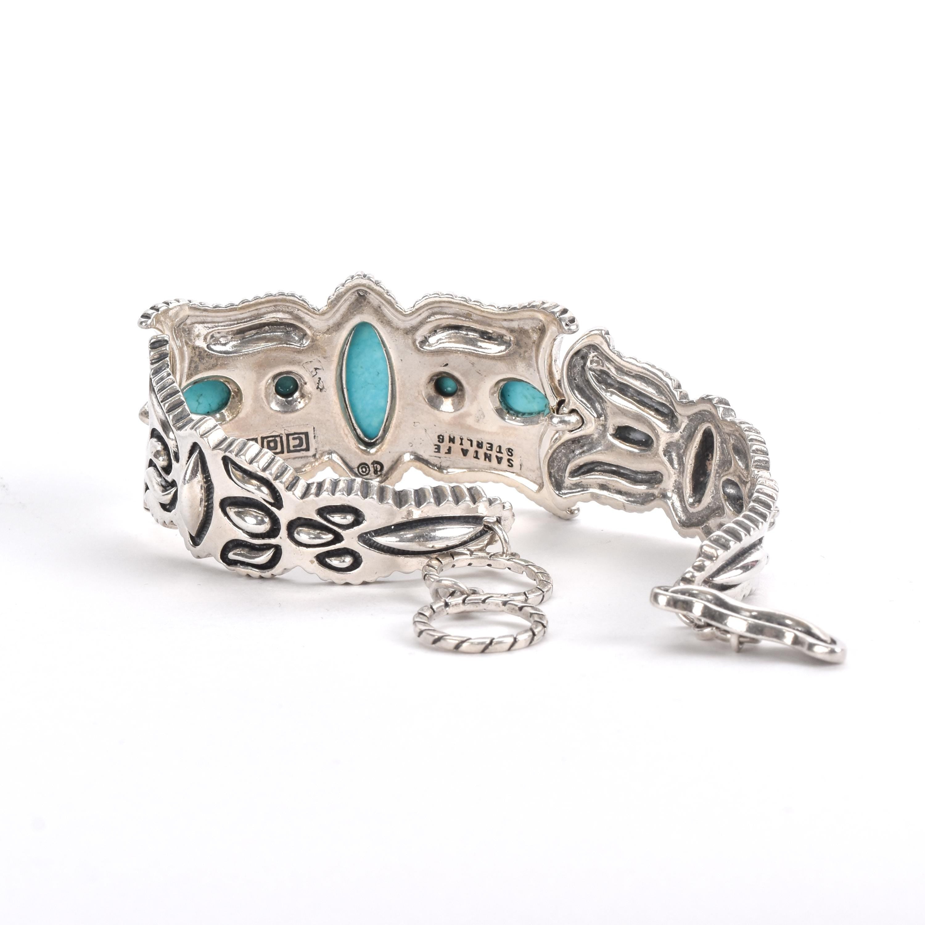 Cody Sanderson for Caroline Pollack Silver and Turquoise Link Cuff Bracelet