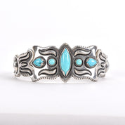 Cody Sanderson for Caroline Pollack Silver and Turquoise Link Cuff Bracelet