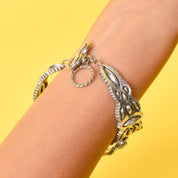 Cody Sanderson for Caroline Pollack Silver and Turquoise Link Cuff Bracelet