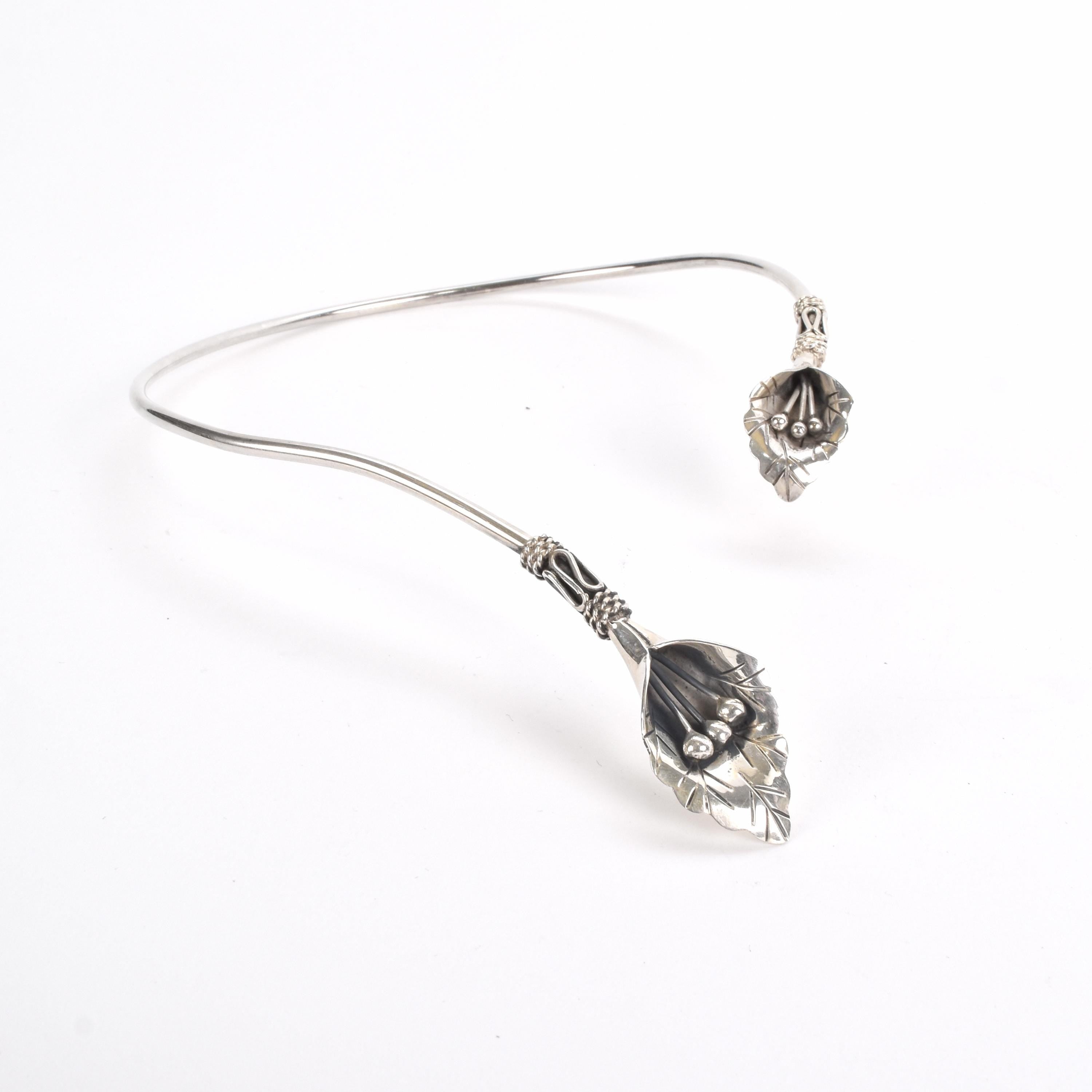 Mexican Sterling Silver Calla Lily Necklace and Bracelet Set