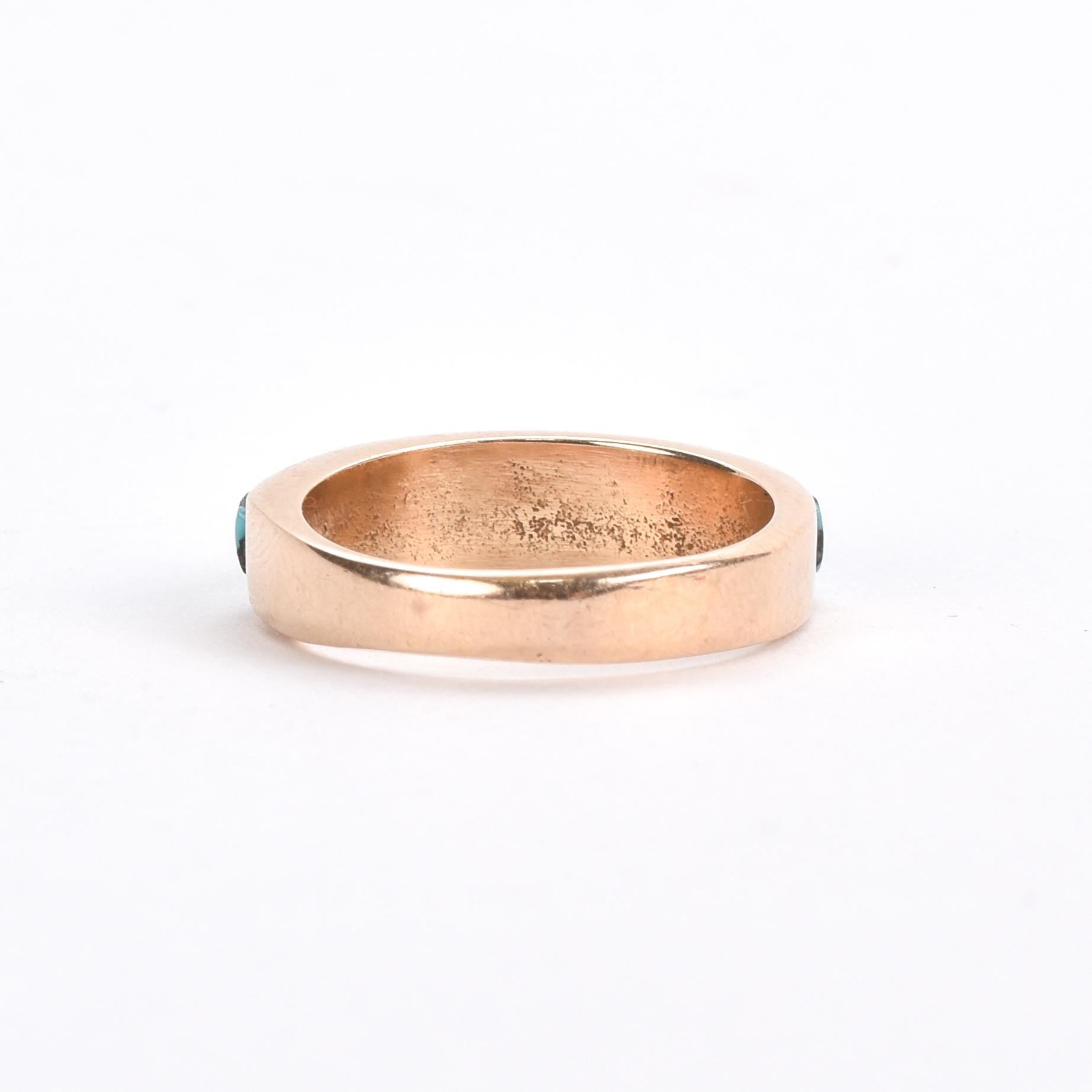 Signed 14K Gold and Inlaid Turquoise Ring