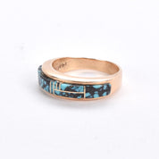 Signed 14K Gold and Inlaid Turquoise Ring