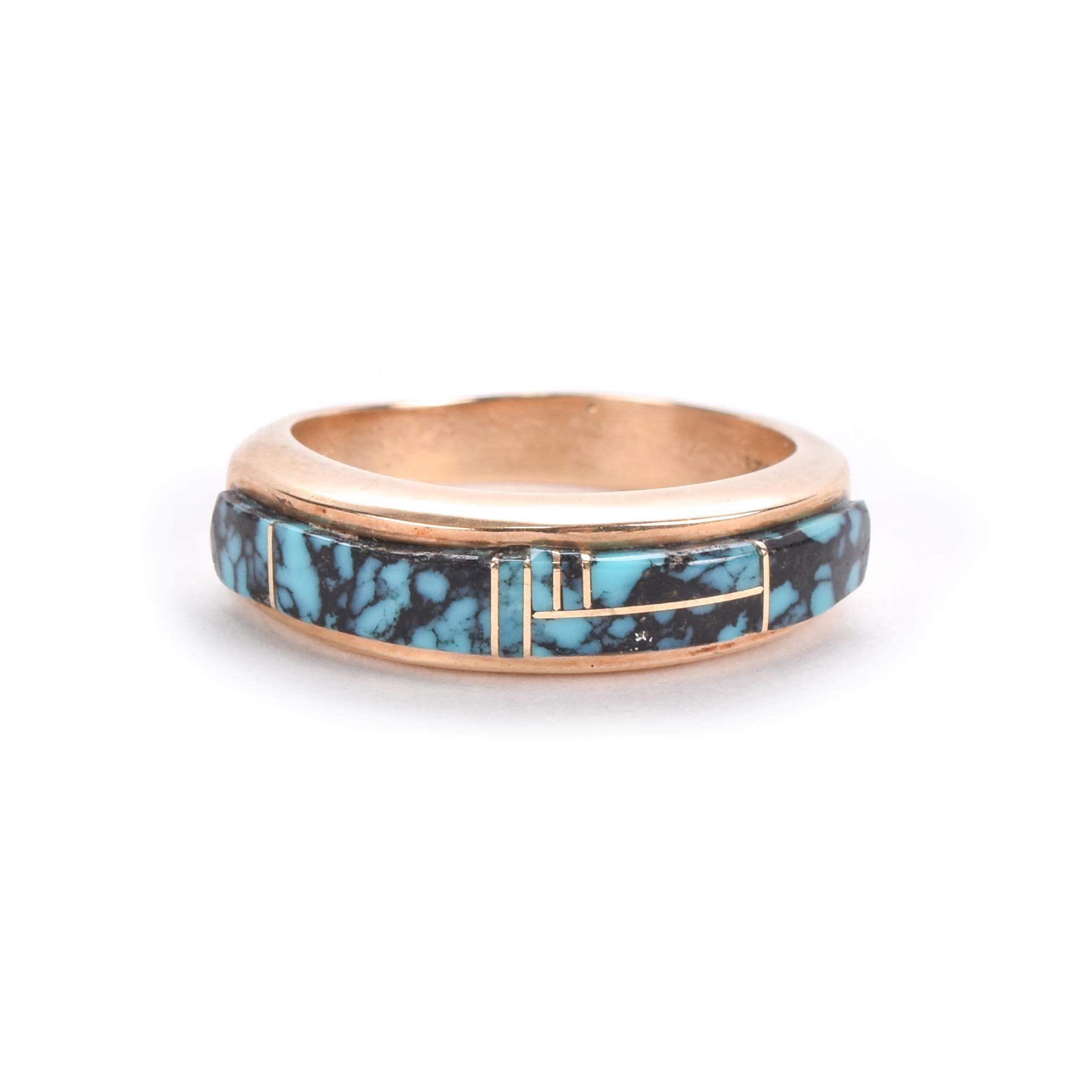 Signed 14K Gold and Inlaid Turquoise Ring – Good's Vintage