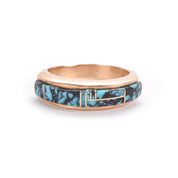 Signed 14K Gold and Inlaid Turquoise Ring