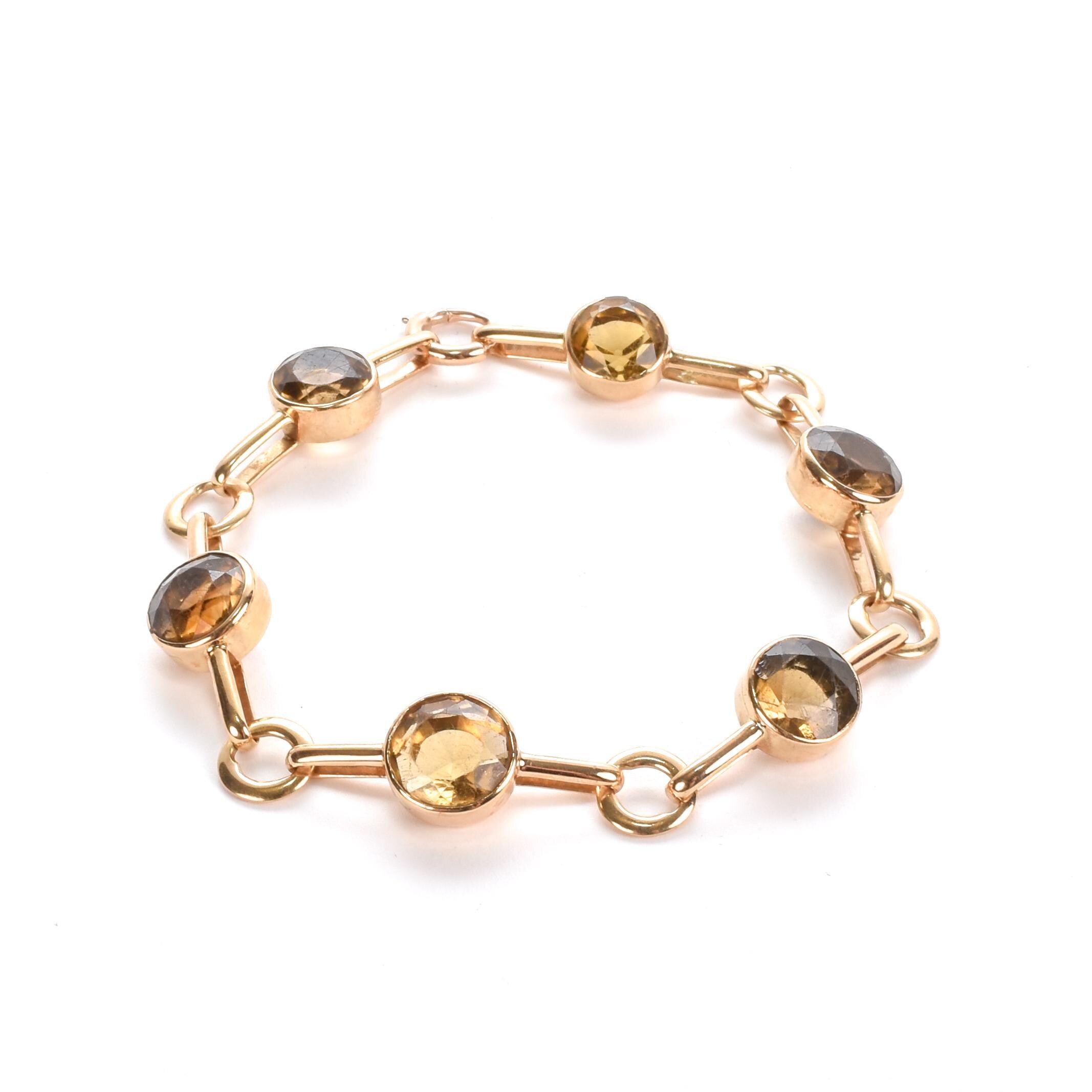 14K Gold and Citrine Large Link Bracelet