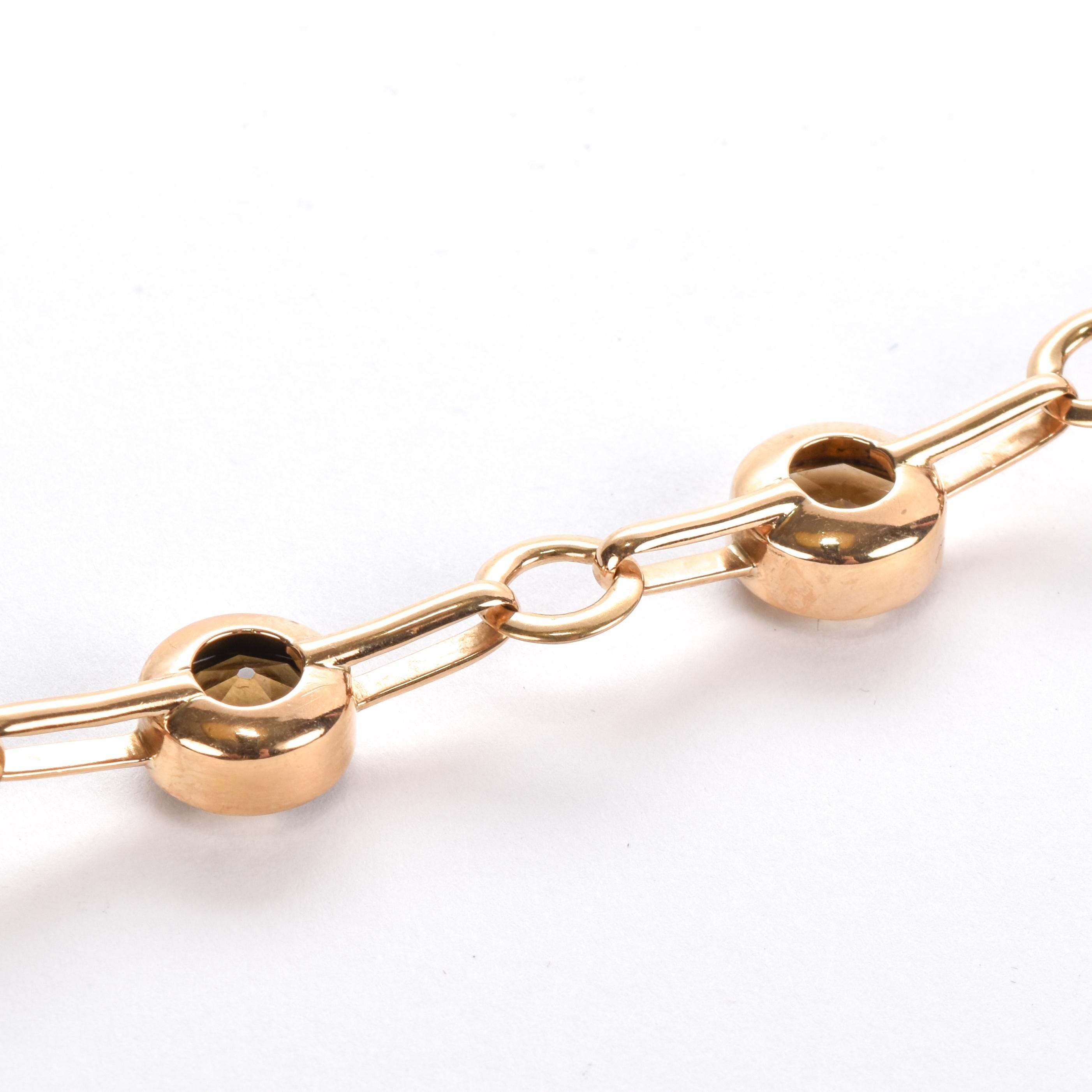 14K Gold and Citrine Large Link Bracelet