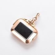 14K Gold Black Onyx and Carnelian Spinner Fob Locket