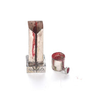 Italian 800 Silver Refillable Etched Lipstick Tube with Mirror