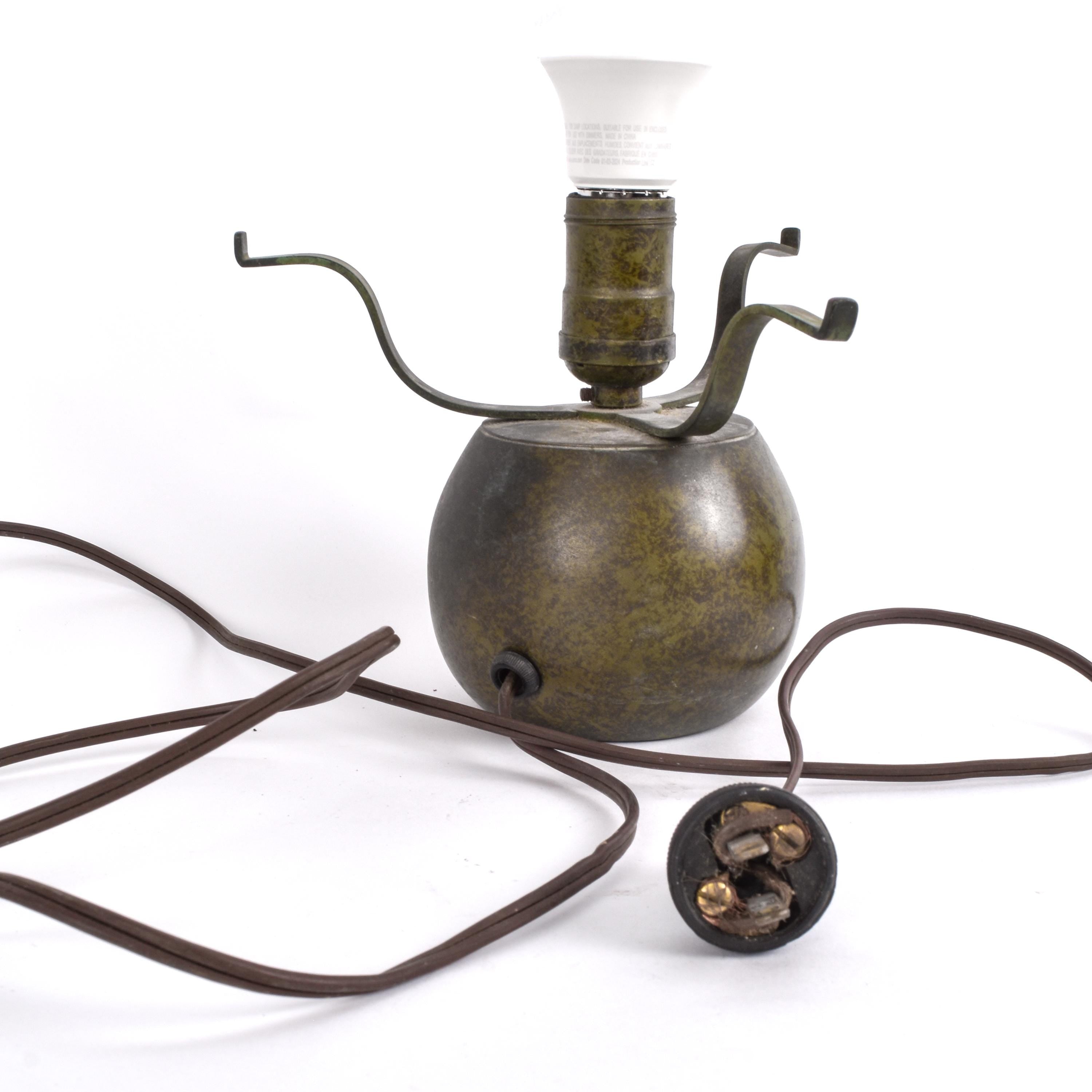 Heintz Art Grapes Boudoir Lamp in Silver and Bronze ca. 1910