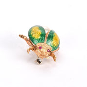 14K Gold, Ruby, Pearl, and Enamel Beetle Brooch