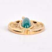 14K Gold and Green Chrysoprase Pendant with Winged Swans