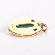 14K Gold and Green Chrysoprase Pendant with Winged Swans