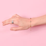 14K Gold Multi-Stone Station Bracelet on Figaro Chain