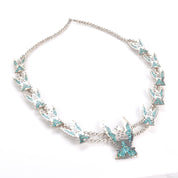 1970s Sterling Silver Falcon Squash Blossom with Turquoise Chip Inlay