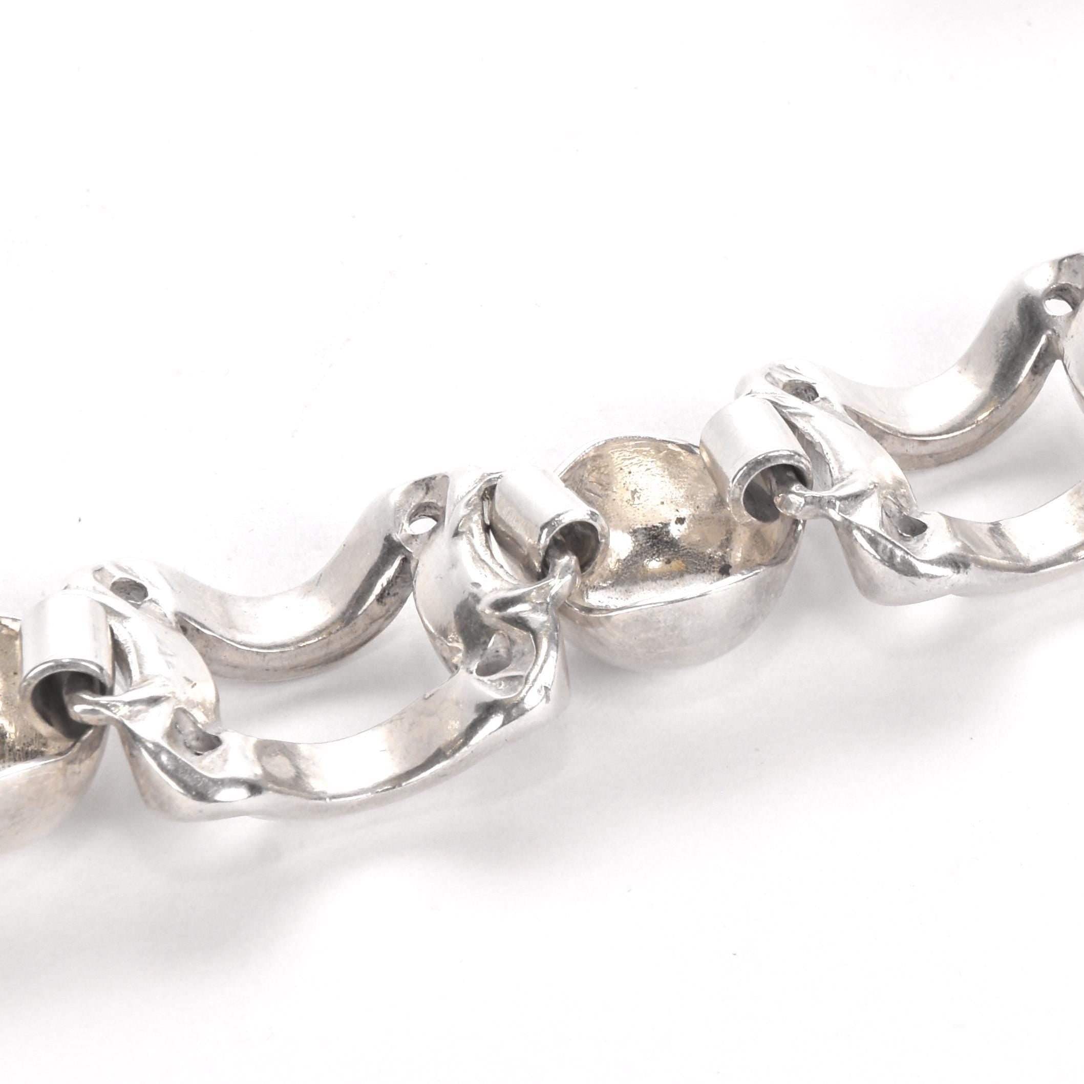 Sterling Silver Square and Sphere Link Bracelet