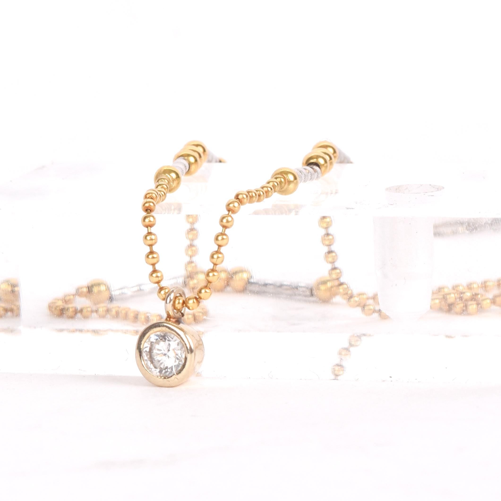 18K Two-Tone Gold Necklace with Solitaire Diamond Pendant