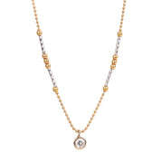 18K Two-Tone Gold Necklace with Solitaire Diamond Pendant
