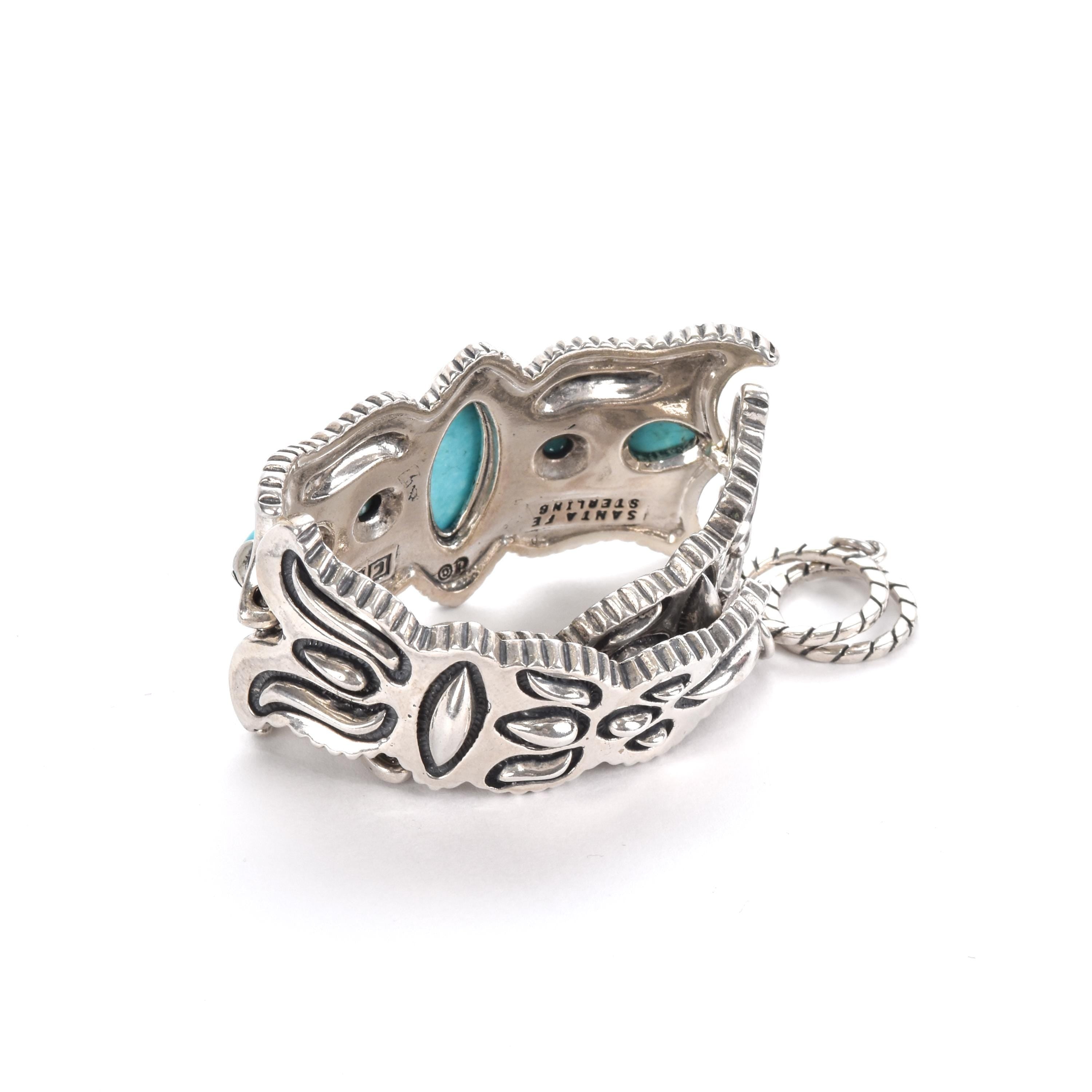 Cody Sanderson for Caroline Pollack Silver and Turquoise Link Cuff Bracelet