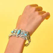 Cody Sanderson for Caroline Pollack Silver and Turquoise Link Cuff Bracelet