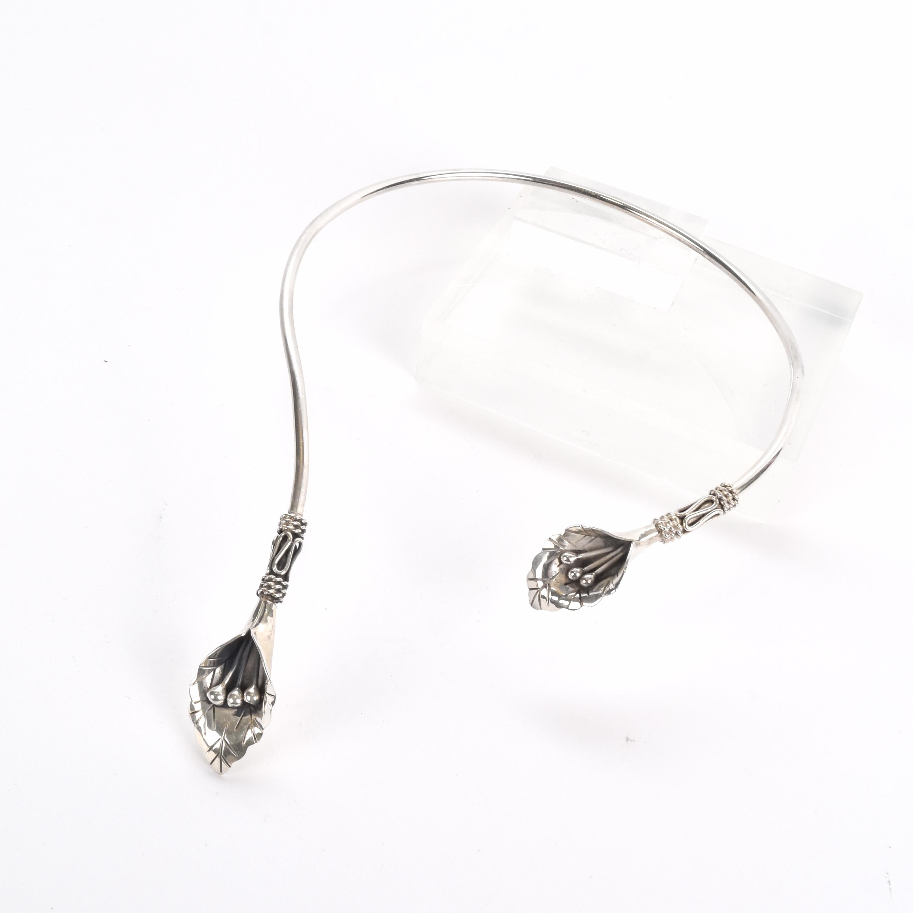 Mexican Sterling Silver Calla Lily Necklace and Bracelet Set