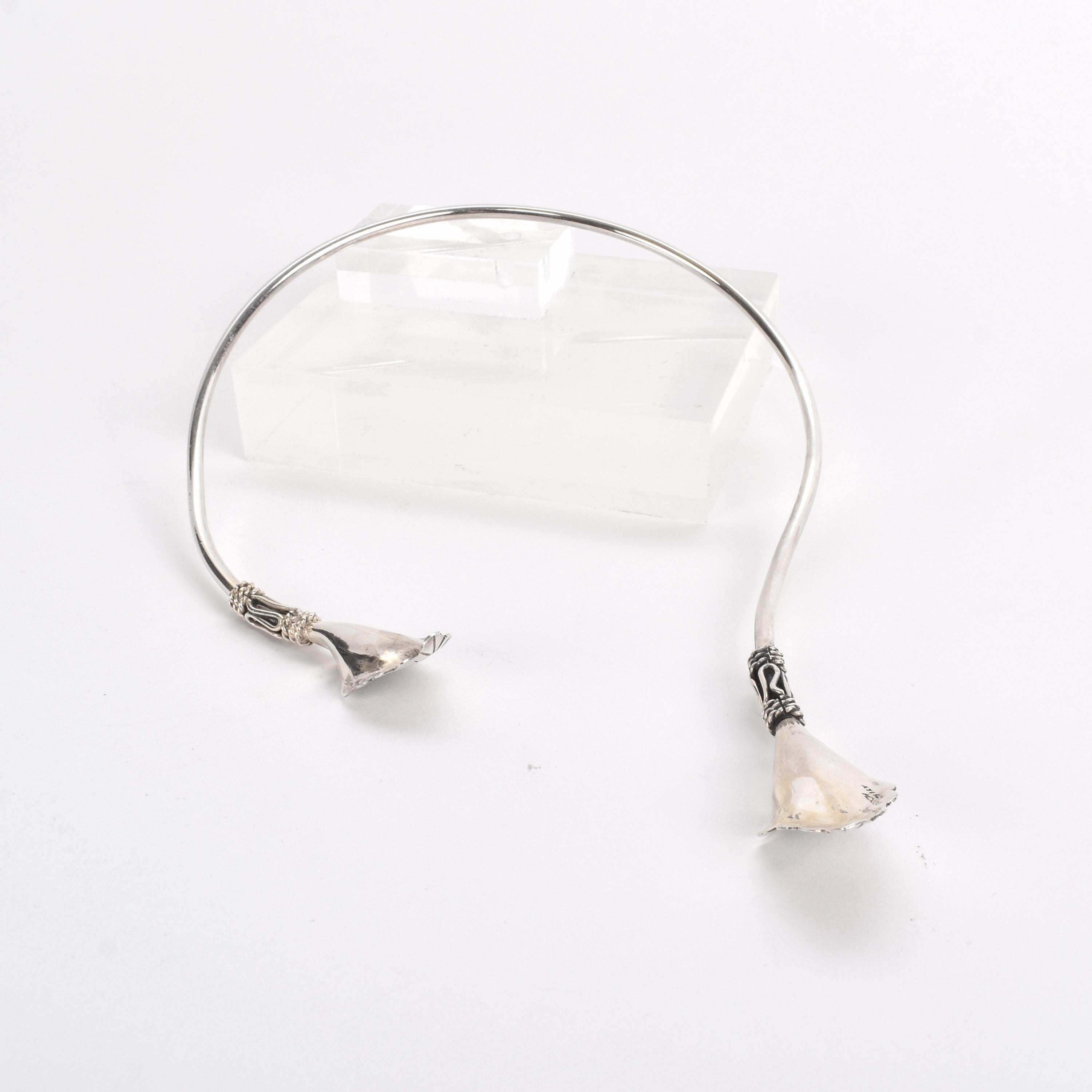 Mexican Sterling Silver Calla Lily Necklace and Bracelet Set