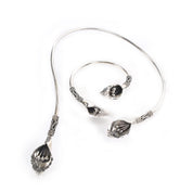 Mexican Sterling Silver Calla Lily Necklace and Bracelet Set