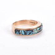 Signed 14K Gold and Inlaid Turquoise Ring